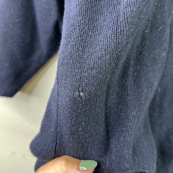 BANANA REPUBLIC Dark Navy Blue V Neck 3/4 Sleeve Merino Wool Sweater Top Size XS - Picture 11 of 11